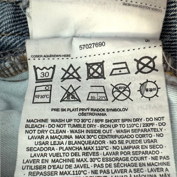 MANGO MNG Slouchy Mom High Waist Cropped Frayed Button Fly Jeans Denim Size 4 - Picture 11 of 12